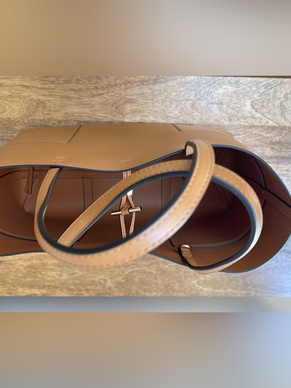 Tory Burch Cognac Leather Tote with Zip Pouch - Picture 3 of 14